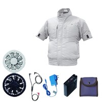 空調服 空調服R エレファンR 半袖タチエリ + 空調服R スターターキット EK3630/シルバー/L + SKSP02G