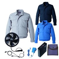 空調服 空調服R制電長袖ブルゾン(横ファン)+ 空調服R スターターキット KU92600/ネイビー/LL +SK24011K90