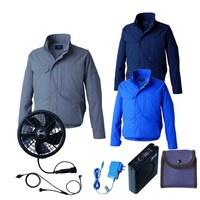 空調服 空調服R難燃長袖ブルゾン(横ファン)+ 空調服R スターターキット KU92610/ネイビー/5L +SK24011K90
