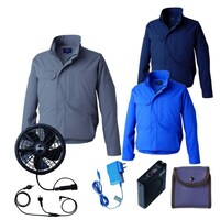 空調服 空調服R難燃長袖ブルゾン(横ファン)+ 空調服R スターターキット KU92610/ライトブルー/L +SK24011K90
