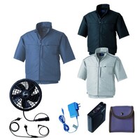 空調服 空調服R半袖ブルゾン(横ファン)+ 空調服R スターターキット KU92322/シルバー/LL +SK24011K90
