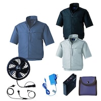 空調服 空調服R半袖ブルゾン(横ファン)+ 空調服R スターターキット KU92322/ネイビー/L +SK24011K90