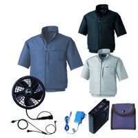 空調服 空調服R半袖ブルゾン(横ファン)+ 空調服R スターターキット KU92322/ネイビー/3L +SK24011K90
