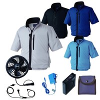 空調服 空調服R制電半袖ブルゾン(横ファン)+ 空調服R スターターキット KU92622/ブラック/S +SK24011K90
