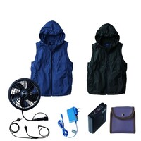 空調服 空調服R ベスト(フード付)+ 空調服R スターターキット KU92150/ネイビー/4L + SK24011K90