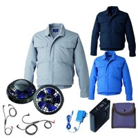 空調服 空調服R制電長袖ブルゾン(横ファン)+ 空調服R スターターキット KU92600/ネイビー/3L +SKSP01