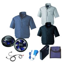 空調服 空調服R半袖ブルゾン(横ファン)+ 空調服R スターターキット KU92322/ネイビー/4L +SKSP01