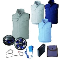 空調服 空調服Rベスト+ 空調服R スターターキット KU92354/シルバー/LL +SKSP01