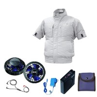 空調服 空調服R エレファンR 半袖タチエリ + 空調服R スターターキット EK3630/シルバー/S + SKSP01