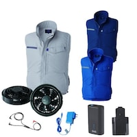 空調服 空調服R制電ベスト(横ファン)+ 空調服R スターターキット KU92604/ブルー/L +SKNA301