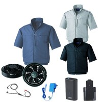 空調服 空調服R半袖ブルゾン(横ファン)+ 空調服R スターターキット KU92322/ブラック/S +SKNA301