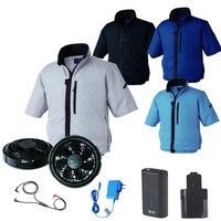 空調服 空調服R制電半袖ブルゾン(横ファン)+ 空調服R スターターキット KU92622/ネイビー/M +SKNA301