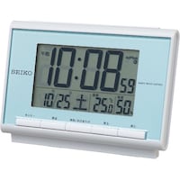 セイコーウオッチ 電波デジタル目覚まし時計 85×120×48mm 薄青 SQ698L