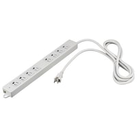 バッファロー 3ピン式電源タップ 2重構造 雷サージ&ランプ付 8個口/1m ライトグレー