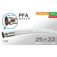 八興 スーパー柔軟フッ素ホーススプリング PFAライニング片側フェルール(25×33)(1m)10249110