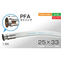 八興 スーパー柔軟フッ素ホーススプリング PFAライニング片側フェルール(25×33)(1m)10249112