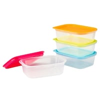 イノマタ化学 保存容器 楽ちんパック角型600ml 4色組 9806 ※5個以上から注文可能(販売価格は1個単位の価格)
