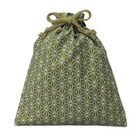 三和 コットン和風柄巾着(大)麻の葉柄グリーン 50枚入×500