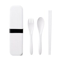 アズワン カトラリーセット バンブーファイバー入タイプ(3点)ホワイト ケース(約54×26×207mm)・スプ 22555502