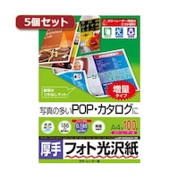 サンワサプライ 【5個セット】 カラーレーザー用フォト光沢紙 厚手 A4 100枚 LBPKAGNA4N100X5