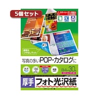 サンワサプライ 【5個セット】 カラーレーザー用フォト光沢紙 厚手 B4 30枚 LBPKAGNB4NX5