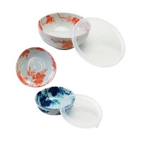 アズワン 色彩ぶどう3点セット パックS(φ11.2×4cm)・パックL(φ16.6×7cm)・小皿(φ12×2.3cm)×各 B1084615