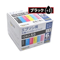 ワールドビジネスサプライ 3個セット LunaLife エプソン用 互換インクカートリッジ IC6CL50 ブラック1本おまけ付き LNEP50/6PBK+1X3
