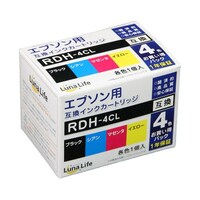 ワールドビジネスサプライ Luna Life エプソン用 RDH4CL 互換インクカートリッジ 4本セット LNEPRDH/4P