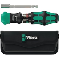 Wera 6.35mm差込 差替式 ラチェットドライバー ビット6本内蔵 収納ポーチ付