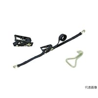 東レインターナショナル ベルトラッシング(ラチェットバックル式)ベルタイト 黒 端末金具付き ナローフック付 RK25MB4.5NH100