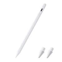 エレコム タッチペン 充電式 iPad専用 パームリジェクション対応 傾き検知 磁気吸着 USBC充電 ペン先交換 CtoCケーブル付属 ホワイト PTPACSTAP13WH