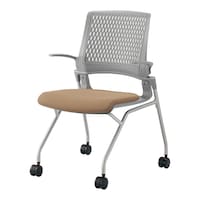 オルディナ 背樹脂肘付   本体灰 薄茶硬床用