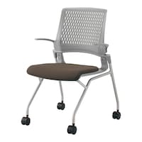 オルディナ 背樹脂肘付   本体灰 茶硬床用