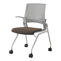 オルディナ 背樹脂肘付   本体灰 茶軟床用