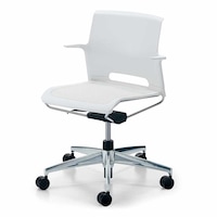 カラベル回転脚背樹脂肘付本体白 白硬床用