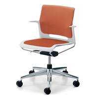 カラベル回転脚背クッション肘付本体白 橙硬床用