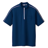 半袖クイックドライジップシャツ ネイビー M