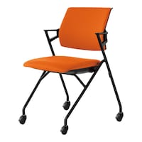 ピエガ 背クッション 黒シェル 橙 黒脚 硬床用