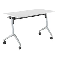 会議テーブル リーフライン幕板なし棚付白1260