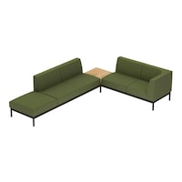 ソファ コレッソ コーナーB 座緑天板明茶 脚黒