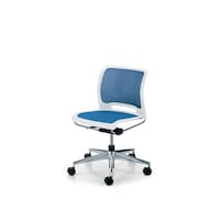 カラベル回転脚背メッシュ肘無本体白 青軟床用