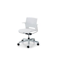 カラベル回転脚背樹脂肘付本体白 白軟床用