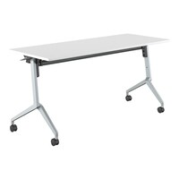 会議テーブル リーフライン幕板なし棚付白1560