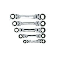 ショートラチェットメガネレンチセット両頭首振り