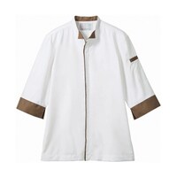 住商モンブラン 調理コート 兼用 7分袖 白/ブラウンチ