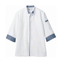 住商モンブラン 調理コート 兼用 7分袖 白/ブルーチェ