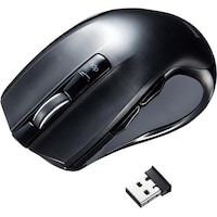 無線5ボタンブルーLEDマウス 大きめ ブラック