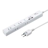 スリムUSB充電機能付きタップ 2P