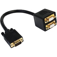 スターテック VGA分配ケーブル オスメス(x2) 30cm ブラック VGASPL1VV ディスプレイケーブル