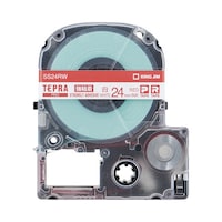 テプラ PROテープ 強粘着白ラベル24mm赤文字